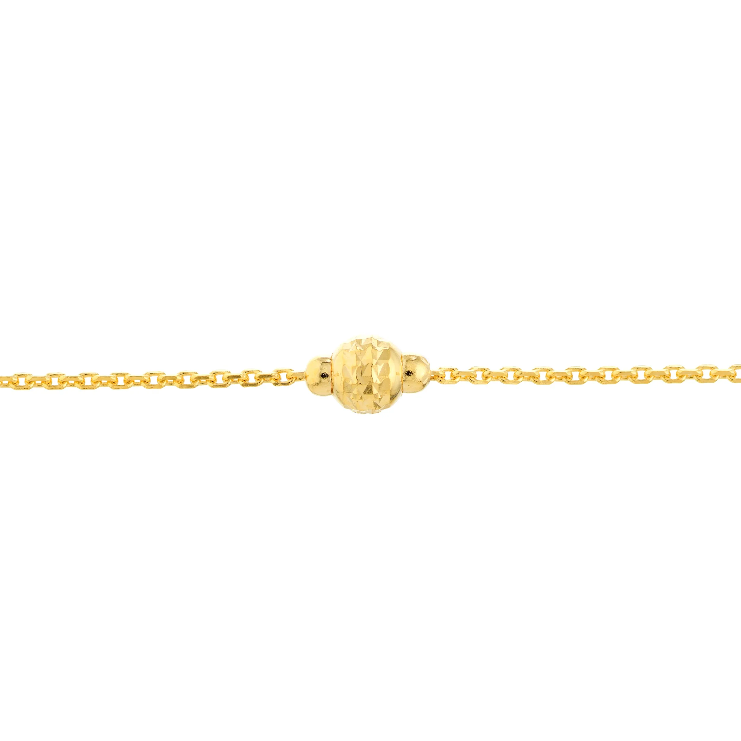 14K Solid Yellow Gold Beaded Anklet
