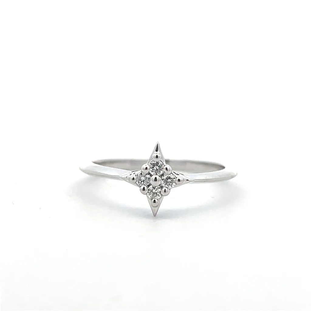 14K White Gold 0.25ctw Diamond Star Ring