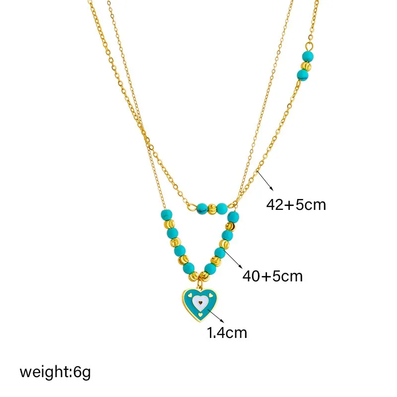 316L Stainless Steel Blue Heart Pendant Necklace For Women