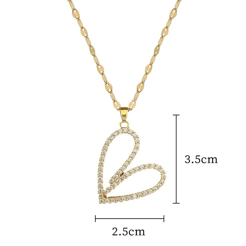 316L Stainless Steel Creative Hollow Heart Pendant Necklace For Women