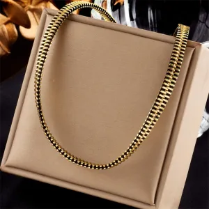 316L Stainless Steel Exaggerated Zipper Choker Necklace For Women