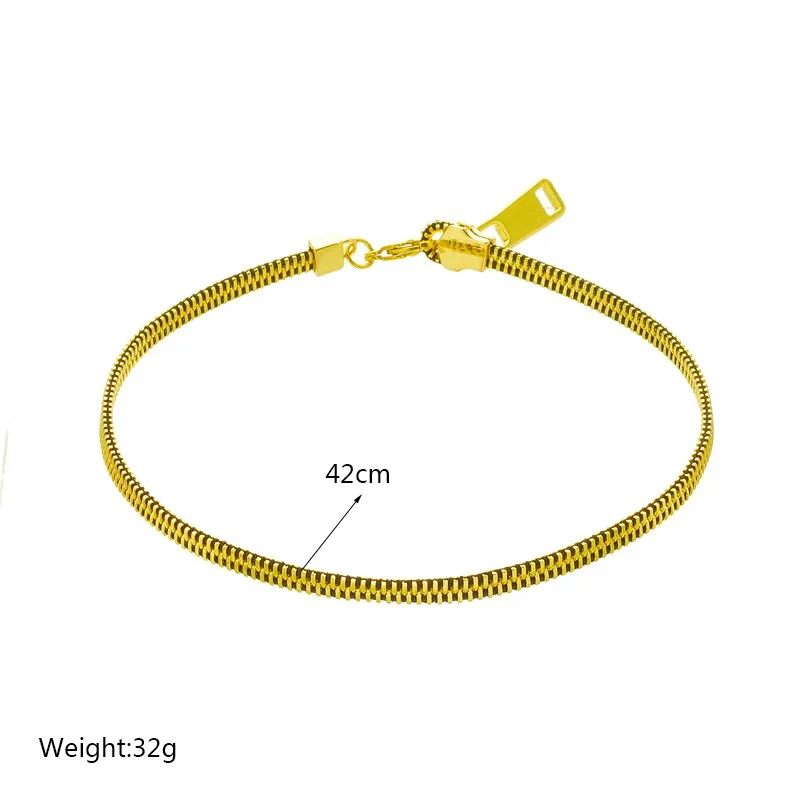 316L Stainless Steel Exaggerated Zipper Choker Necklace For Women