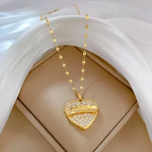 316L Stainless Steel Heart MAMA Letter Pendant Necklace For Women