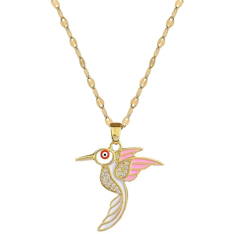 316L Stainless Steel Hummingbird Pendant Necklace For Women