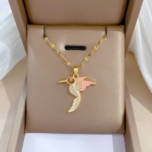 316L Stainless Steel Hummingbird Pendant Necklace For Women