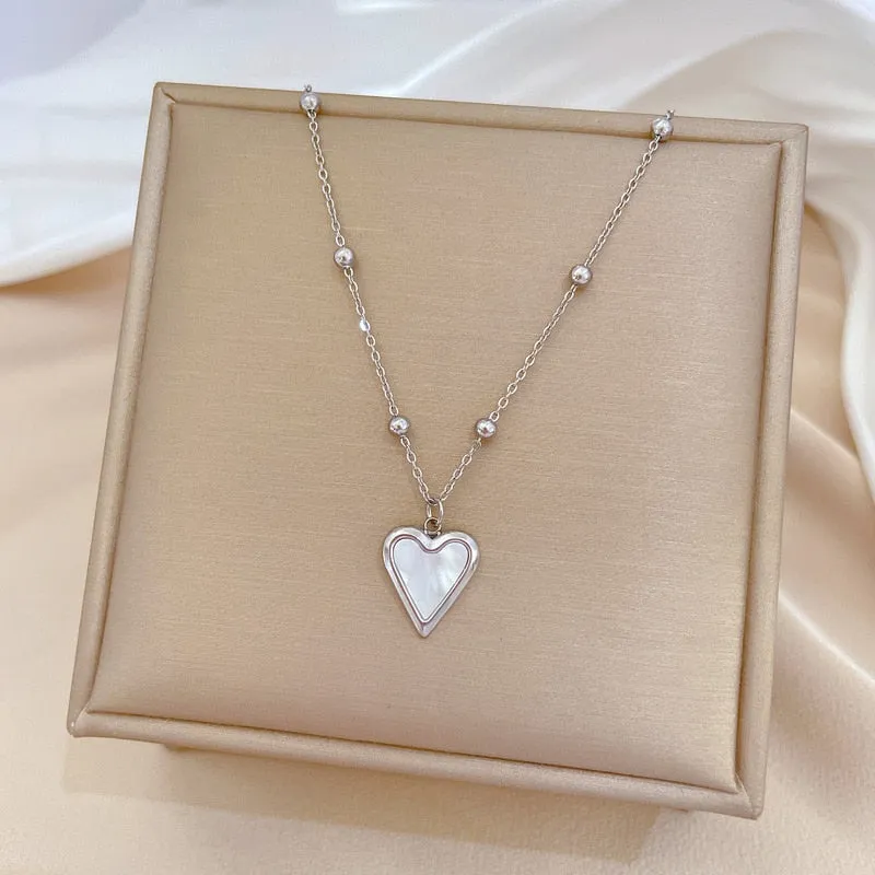 316L Stainless Steel Lovely Heart Love Pendant Necklace For Women