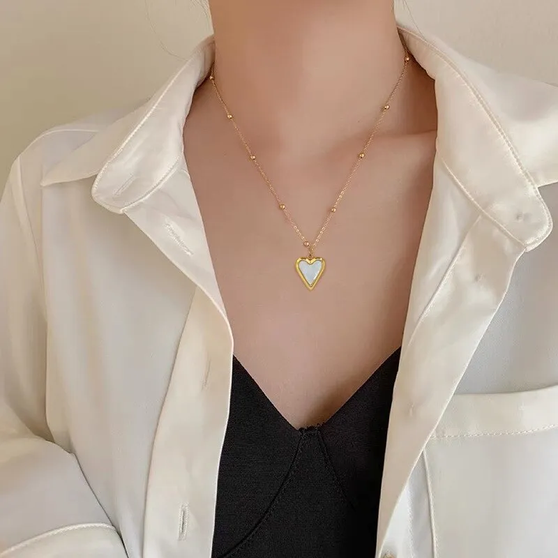 316L Stainless Steel Lovely Heart Love Pendant Necklace For Women