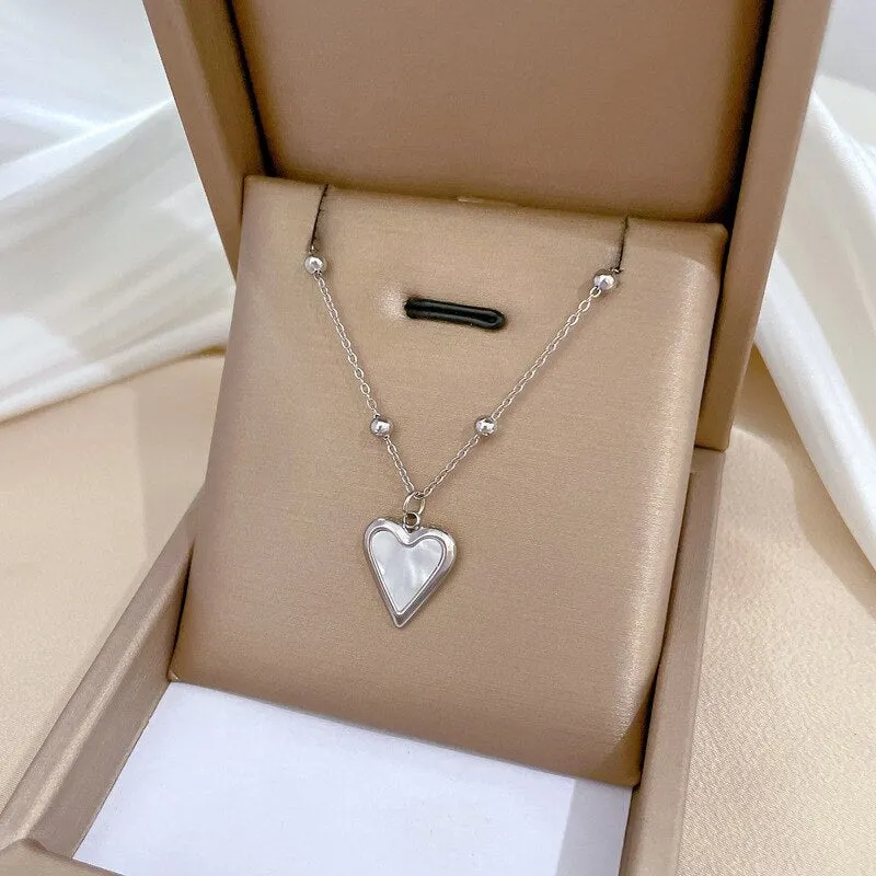 316L Stainless Steel Lovely Heart Love Pendant Necklace For Women