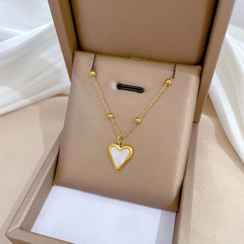 316L Stainless Steel Lovely Heart Love Pendant Necklace For Women