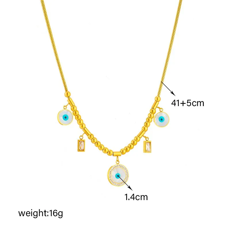 316L Stainless Steel Round Eye Crystal Pendant Necklace For Women