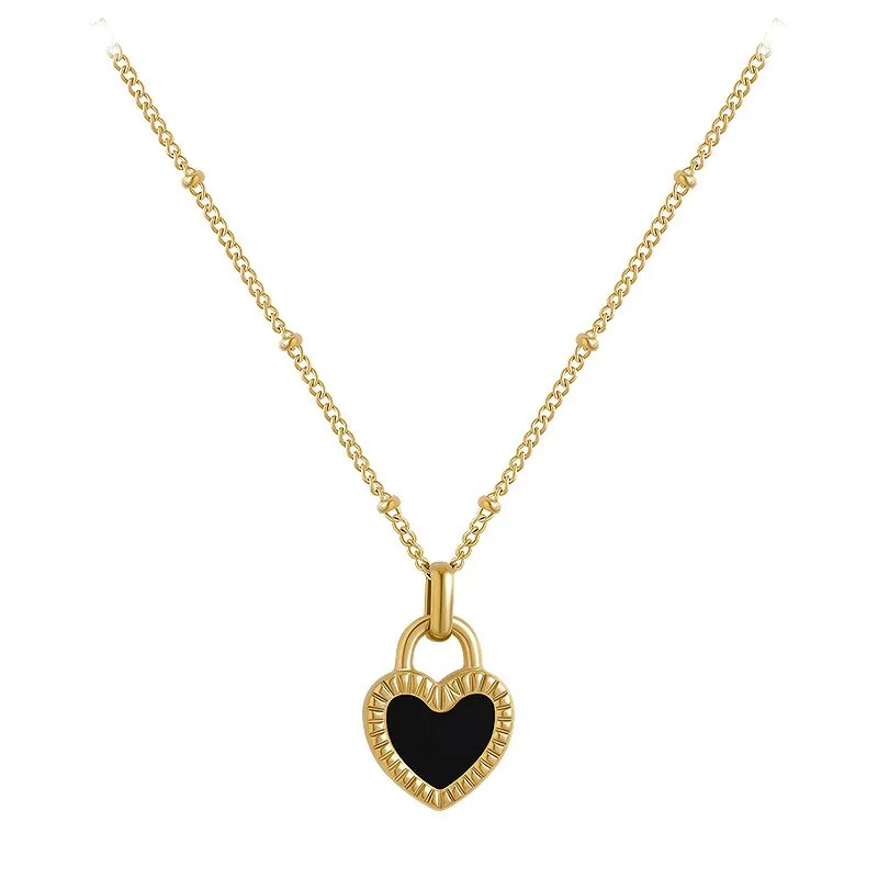 316L Stainless Steel Women Necklaces Ethnic Style Gold Color Lock Shape Pendant