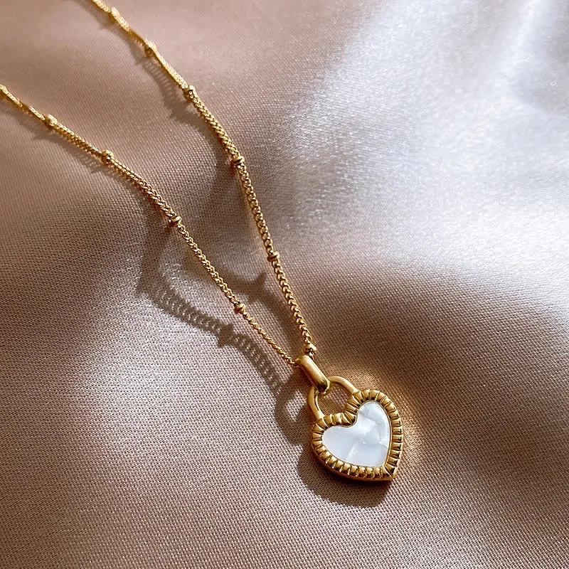 316L Stainless Steel Women Necklaces Ethnic Style Gold Color Lock Shape Pendant