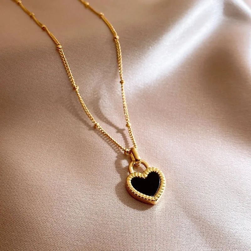 316L Stainless Steel Women Necklaces Ethnic Style Gold Color Lock Shape Pendant