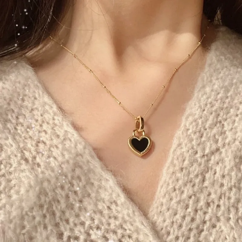 316L Stainless Steel Women Necklaces Ethnic Style Gold Color Lock Shape Pendant