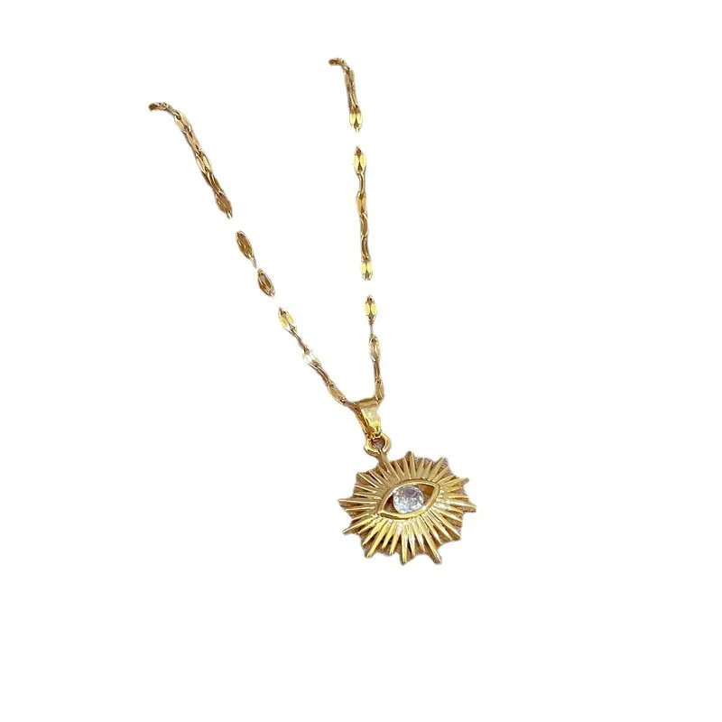 316L Stainless Steel Zircon Eye Shape Pendant Necklace For Women