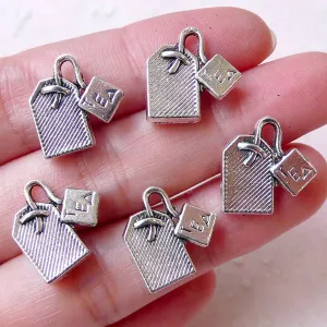 3D Tea Bag Charms Teabag Charm (5pcs / 15mm x 15mm / Tibetan Silver) Kawaii Miniature Dollhouse Food Jewelry Zipper Pull Favor Charm CHM1242