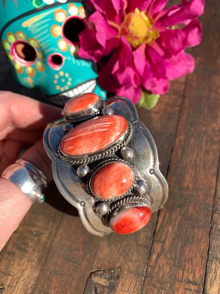5 Stone Red Spiny Cuff