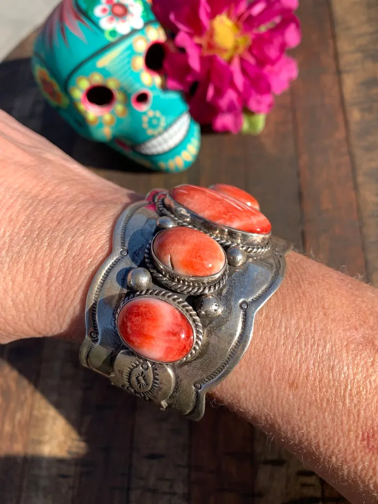 5 Stone Red Spiny Cuff