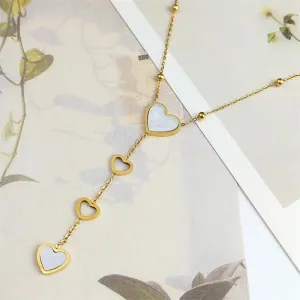 Aesthetic Trendy Heart Chain Link Necklace for Women Stainless Steel Gold Color Wedding Party Jewelry