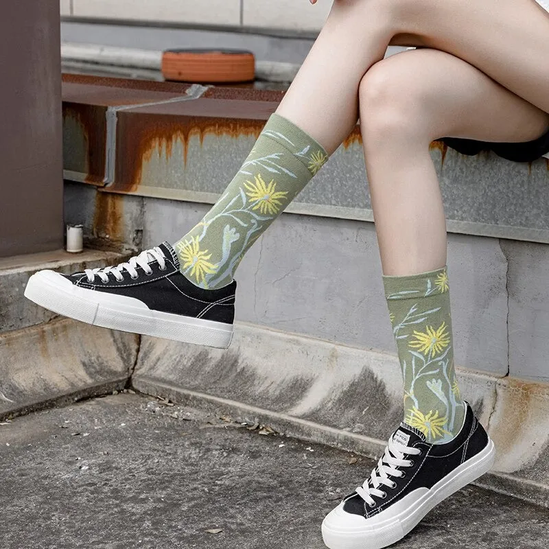 Anysox 5 Pairs Dark Blue Size 5-9 Fashion Socks High-Quality Office Sports Business Long Socks Cotton Solid Colors Skateboard Knitted Casual