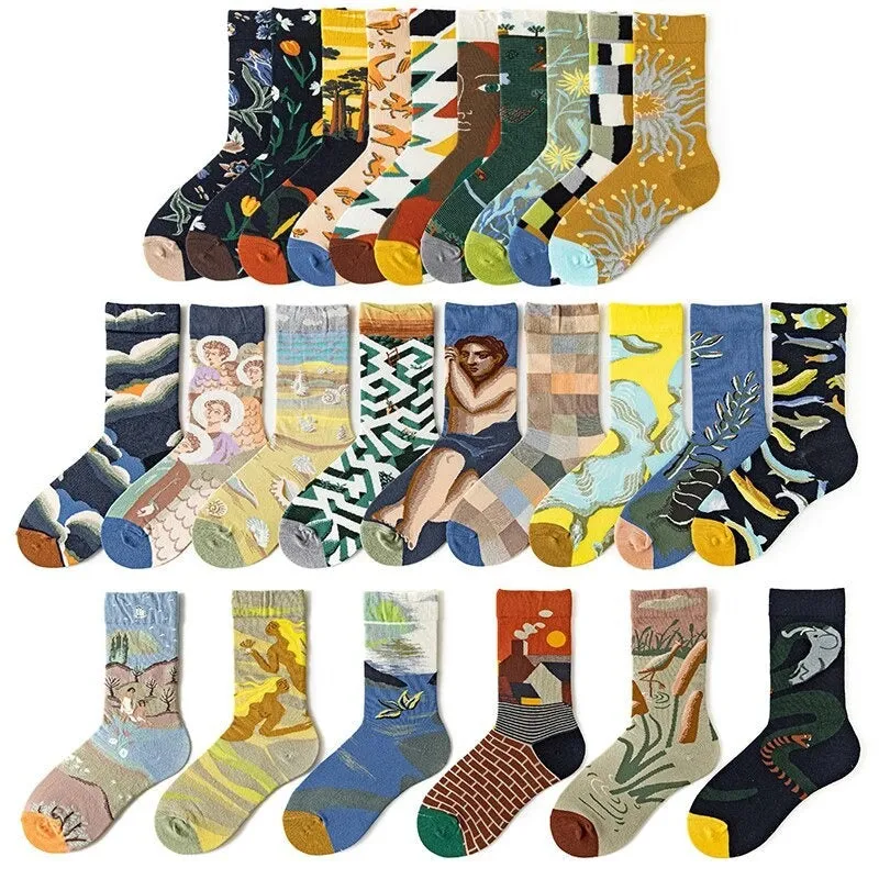Anysox 5 Pairs Dark Blue Size 5-9 Fashion Socks High-Quality Office Sports Business Long Socks Cotton Solid Colors Skateboard Knitted Casual