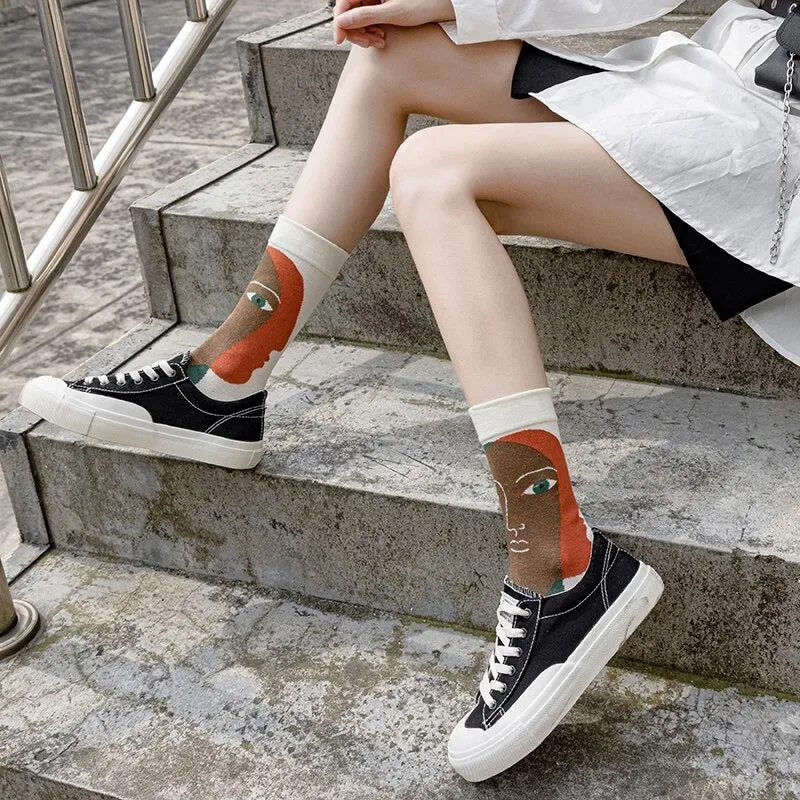 Anysox 5 Pairs Dark Blue Size 5-9 Fashion Socks High-Quality Office Sports Business Long Socks Cotton Solid Colors Skateboard Knitted Casual