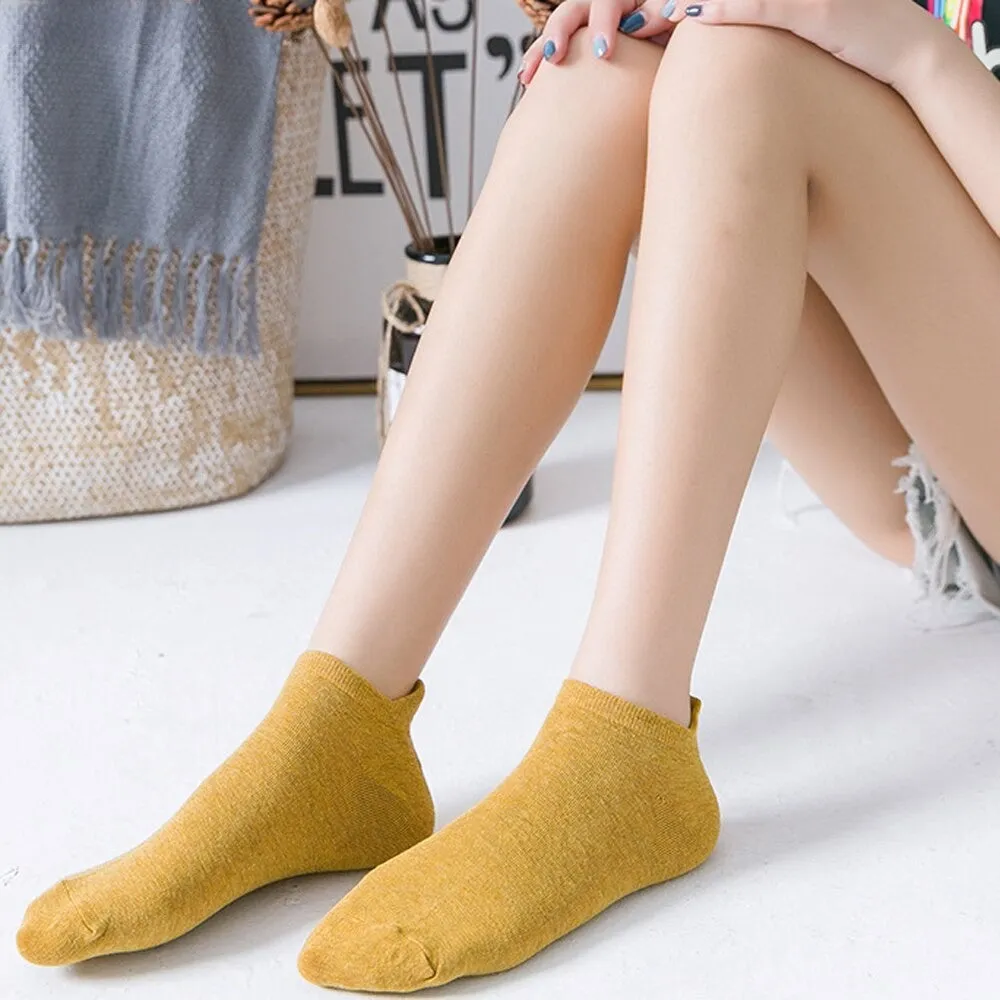 Anysox 5 Pairs One Size 4-5 Black Fashion Funny Unisex Stereoscopic Heel Embroidered Women Candy Color Cotton Short Cute Socks