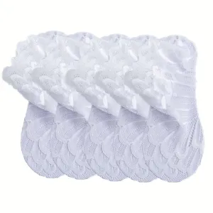 Anysox 5 Pairs One Size 4-5 White Fashion Summer Socks With Style Lace Peacock Flower Short Ankle Socks For Women