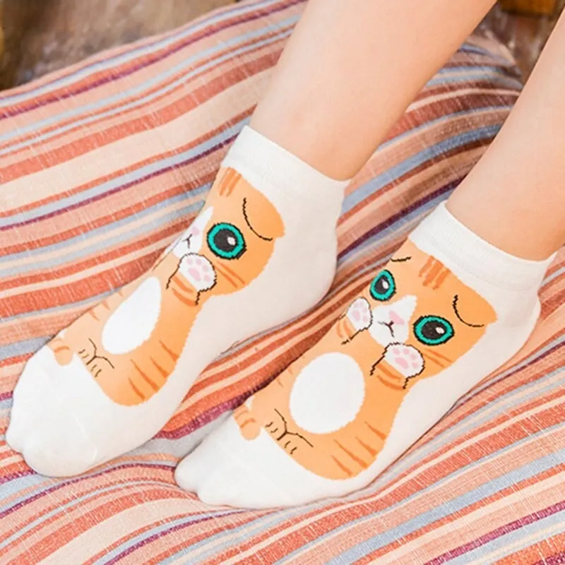 Anysox 5 Pairs One Size 5-9 Mixed Color Farm Animals Spring Summer Fashion Women Cotton Sox Cartoon Cute Girl Happy Funny Socks