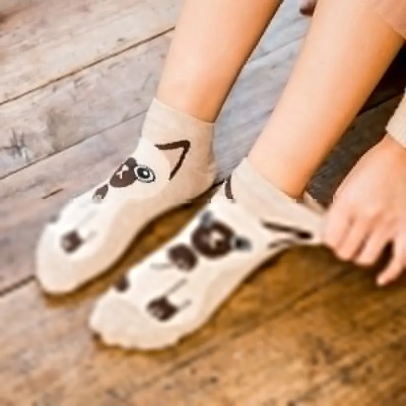 Anysox 5 Pairs One Size 5-9 Mixed Color Farm Animals Spring Summer Fashion Women Cotton Sox Cartoon Cute Girl Happy Funny Socks