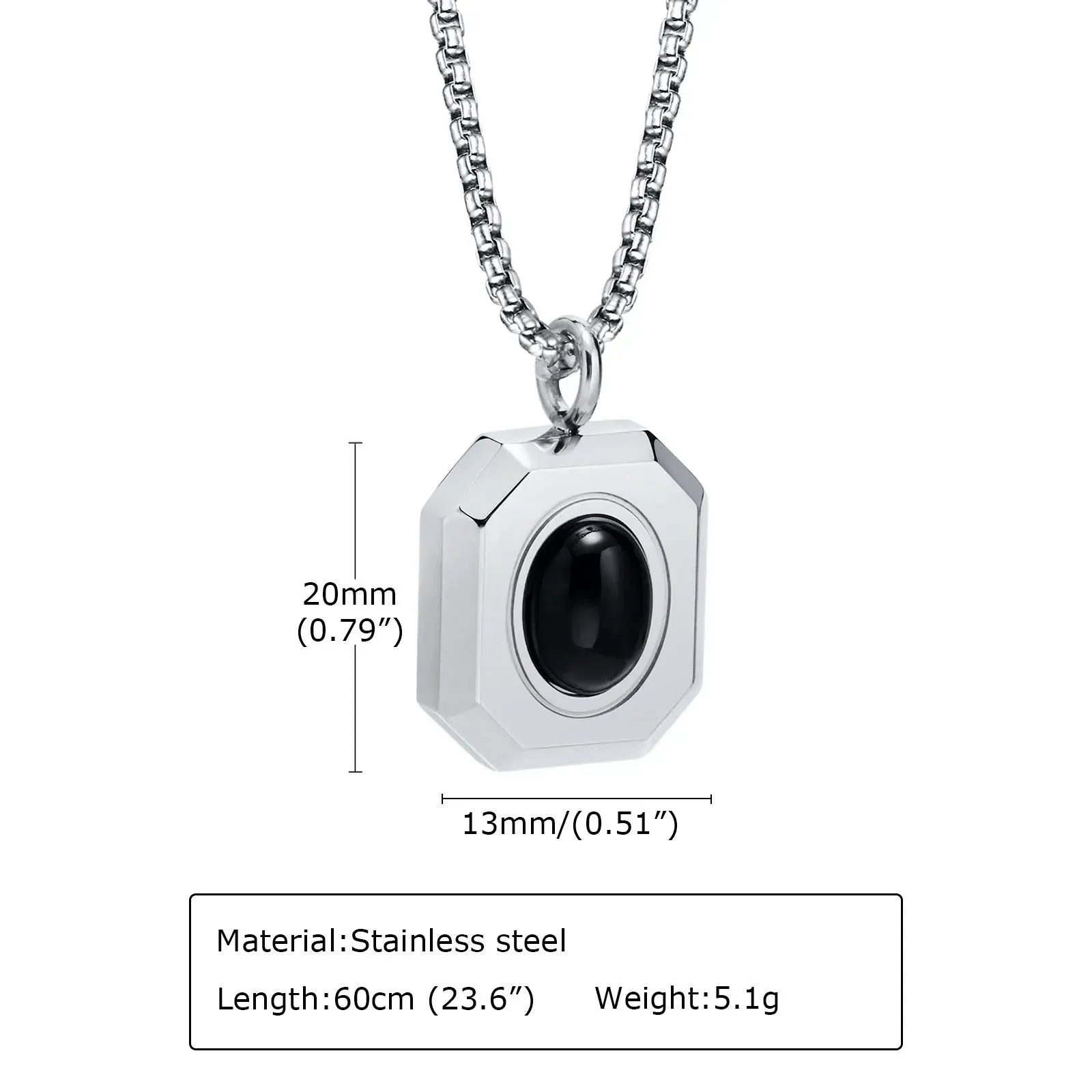 Black Square Necklaces for Men Jewelry, Geometric Pendant