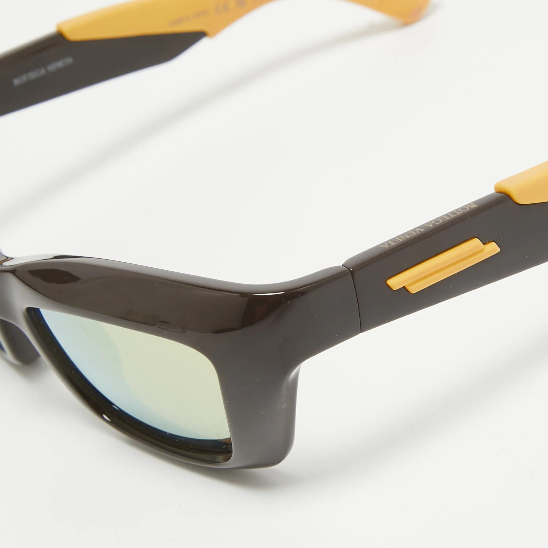 Bottega Veneta Brown/yellow Bv182S Mirrored Rectangle Sunglasses