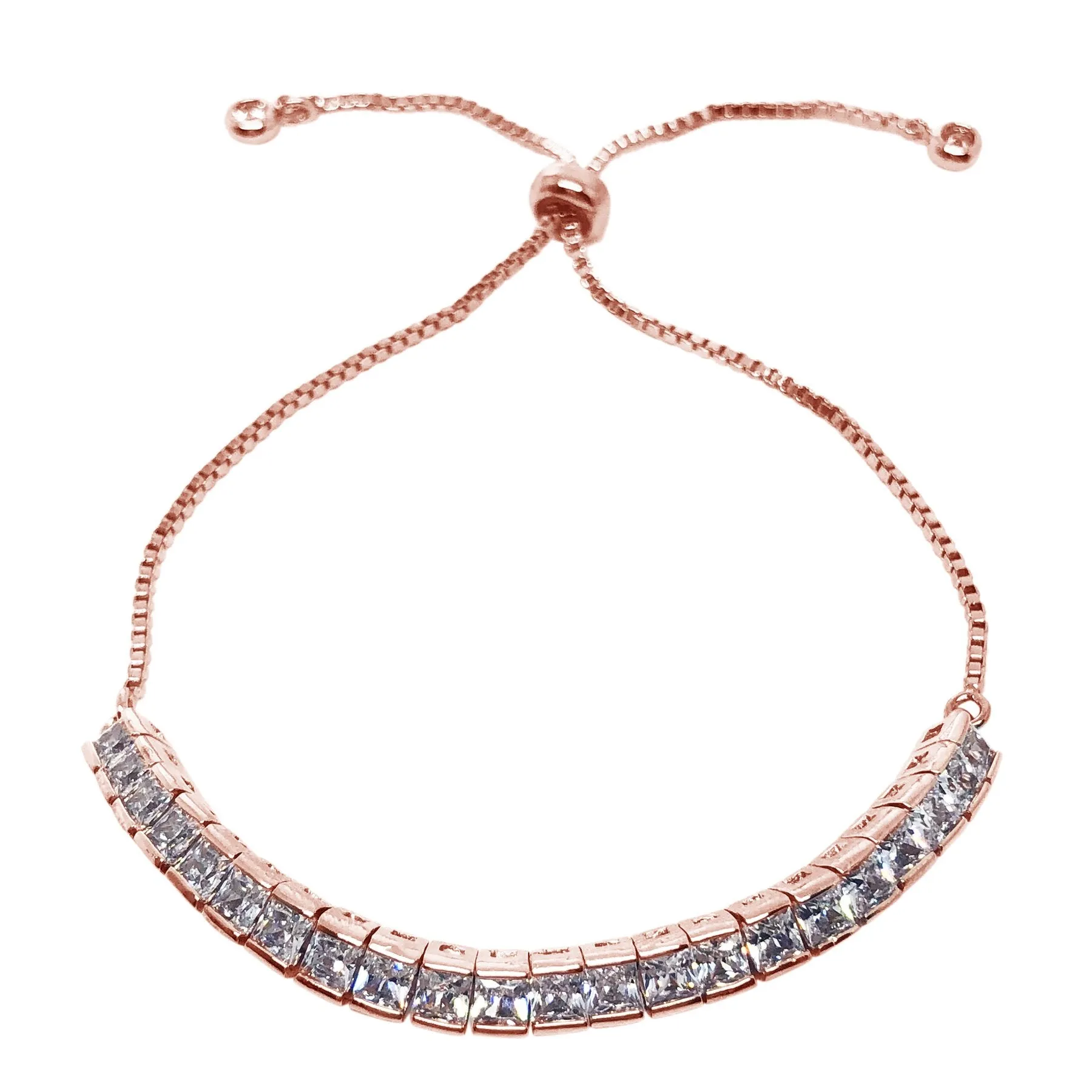 Bridal and wedding bracelet - Teli square crystal adjustable - Exclusive at Kezani