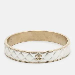 CHANEL CC Composite Gold Tone Bangle Bracelet