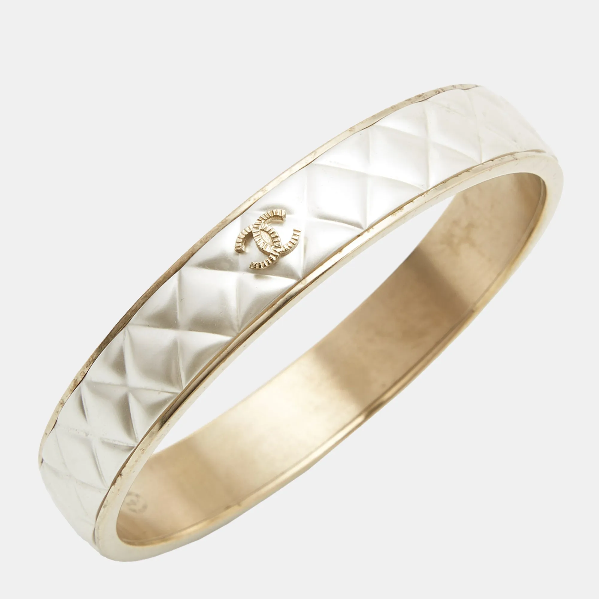 CHANEL CC Composite Gold Tone Bangle Bracelet