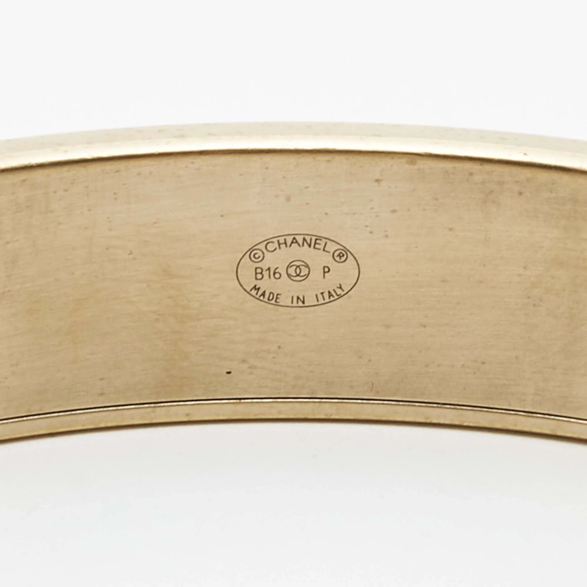CHANEL CC Composite Gold Tone Bangle Bracelet