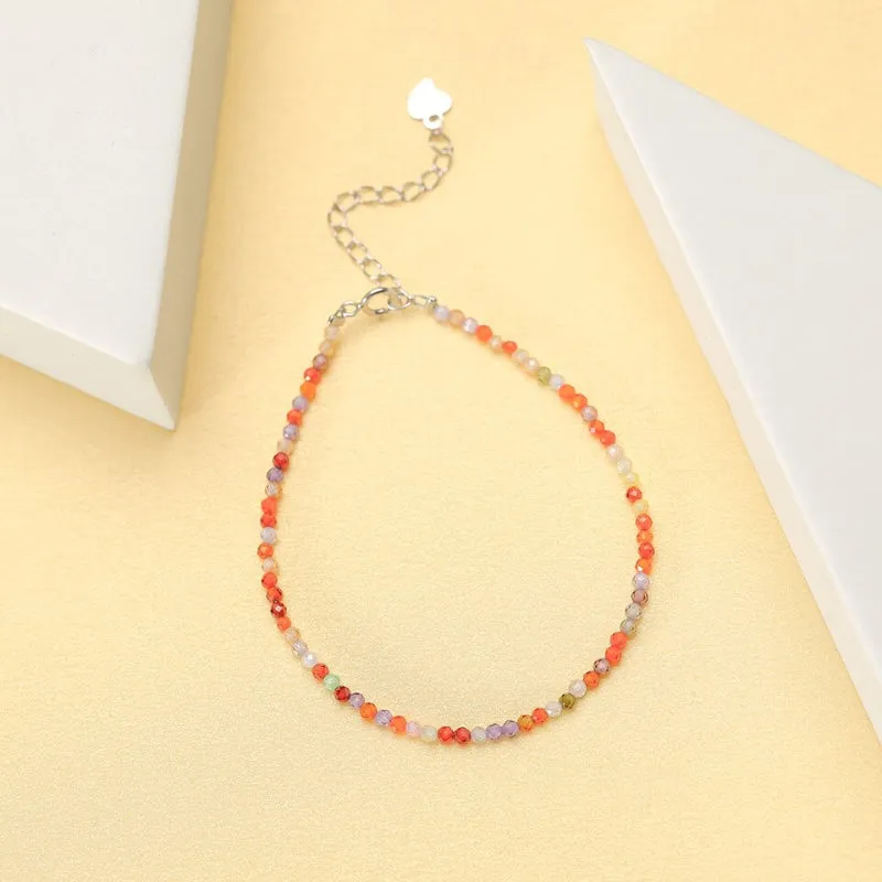 Chic and Dainty Natural Stone Multicolor Anklet Bracelets
