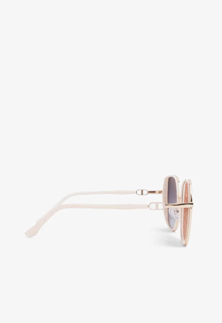 Choice Oversize Square Sparkling Sunglasses Cream