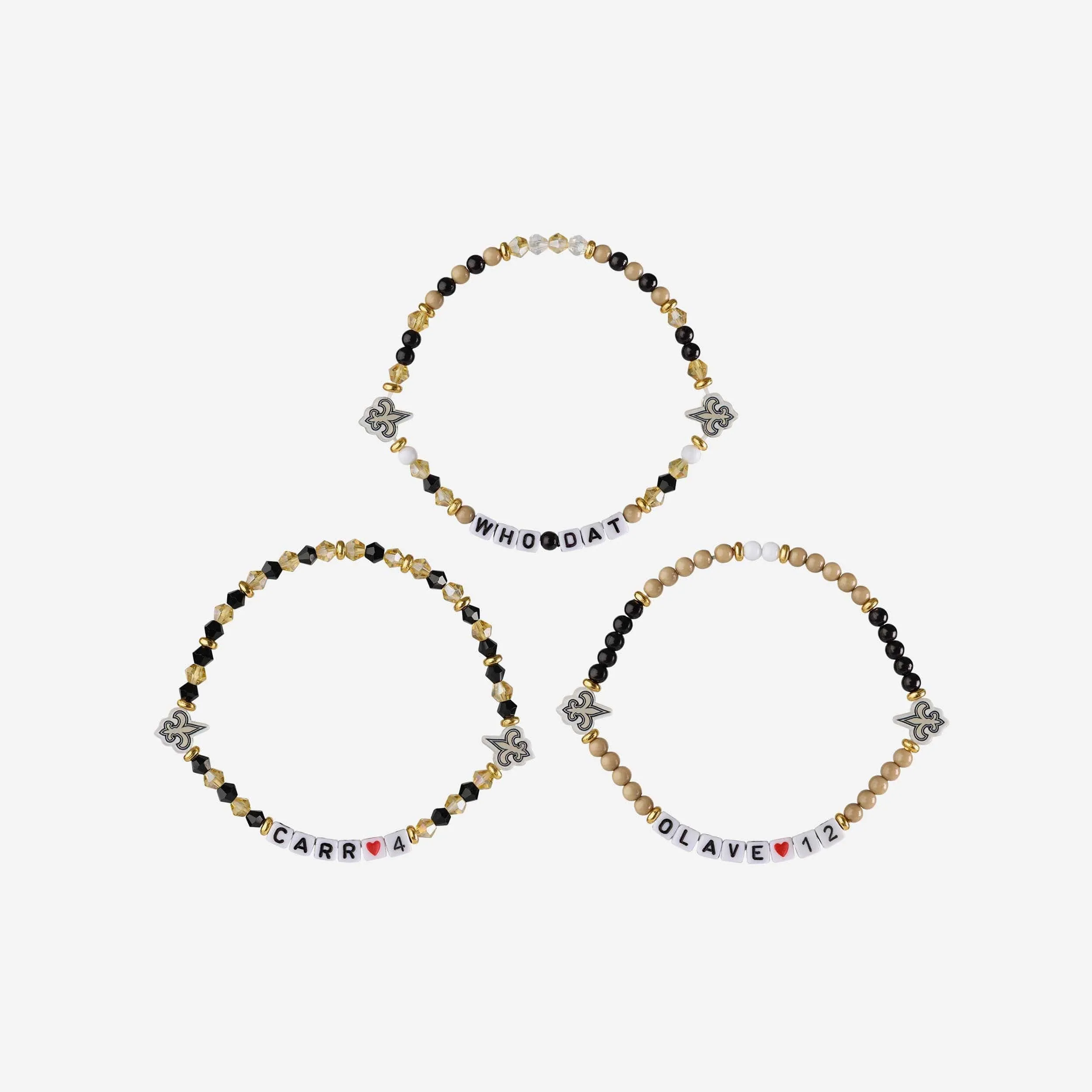 Chris Olave & Derek Carr New Orleans Saints 3 Pack Player Friendship Bracelet