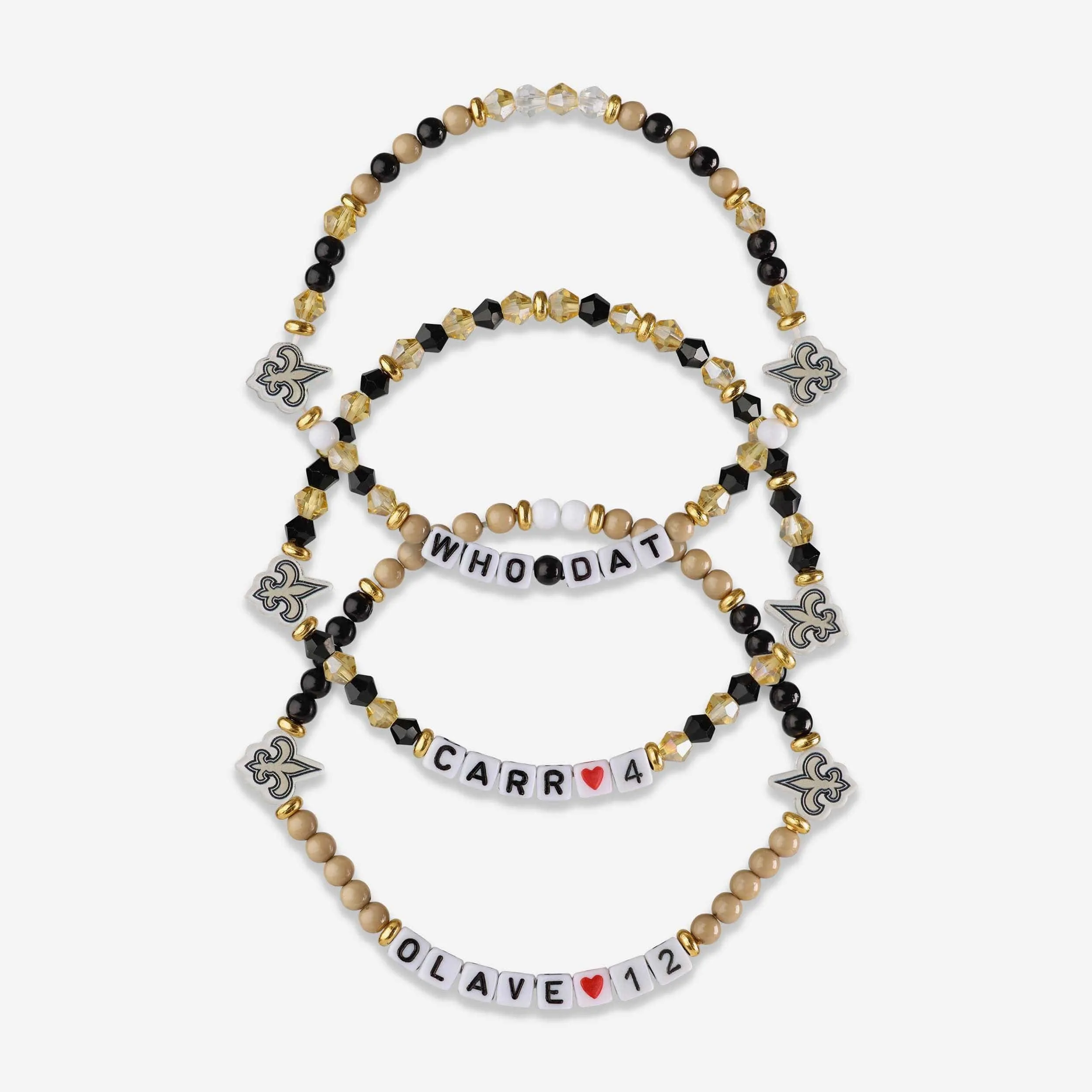 Chris Olave & Derek Carr New Orleans Saints 3 Pack Player Friendship Bracelet