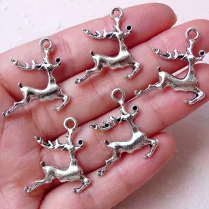 Christmas Reindeer Charms Deer Charm (5pcs / 22mm x 25mm / Tibetan Silver) Animal Jewellery Christmas Favor Charm Wine Glass Charm CHM1174