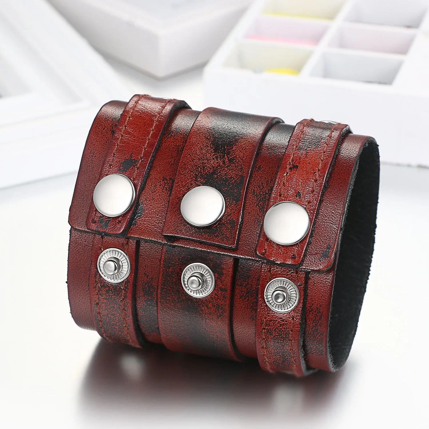 Classic Rock Style Bracelets / Cool Biker Jewelry For Men and Women / Black Adjustable Bracelet
