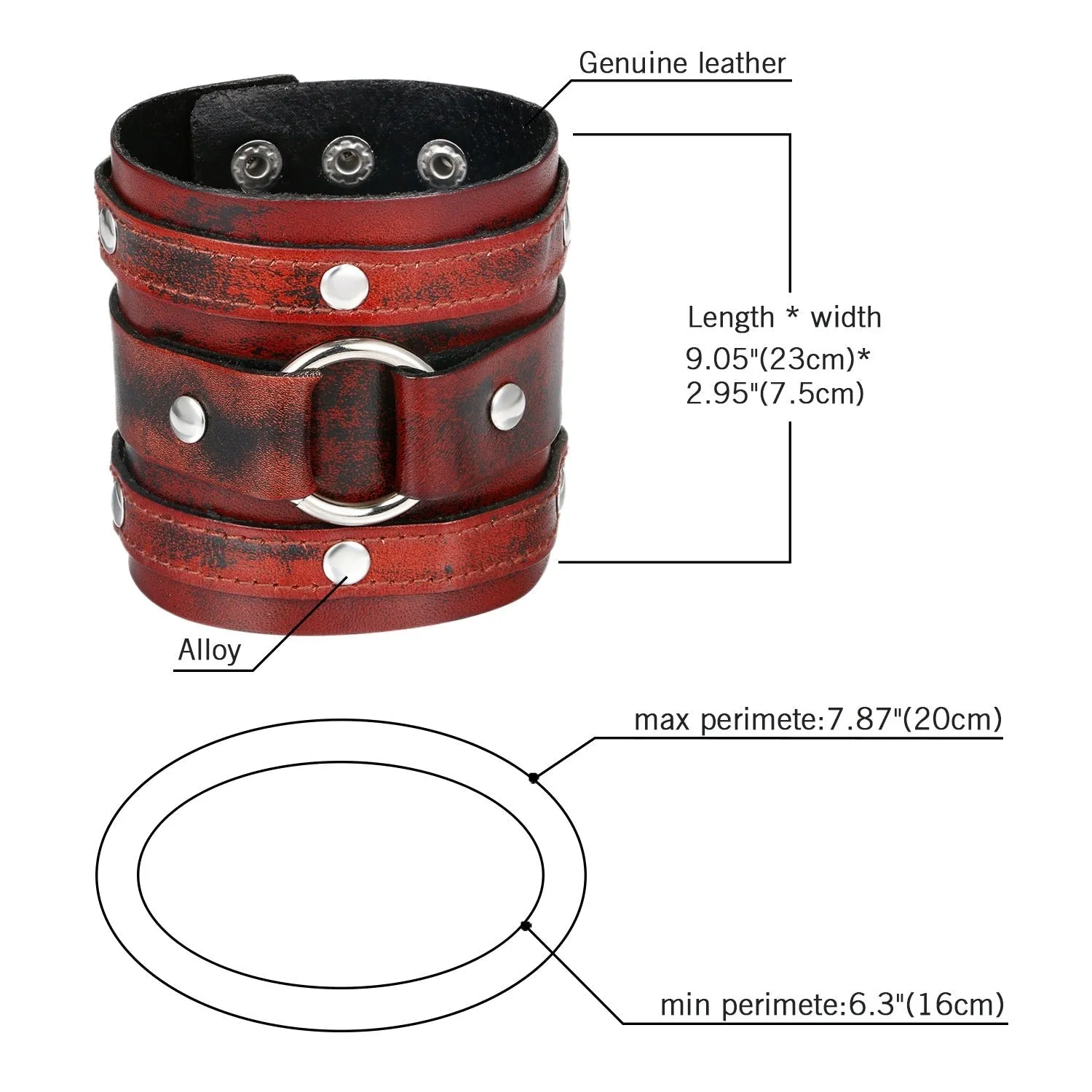 Classic Rock Style Bracelets / Cool Biker Jewelry For Men and Women / Black Adjustable Bracelet
