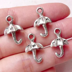 CLEARANCE 3D Umbrella Charms (4pcs / 13mm x 20mm / Tibetan Silver) Cute Jewellery Earring Bracelet Pendant Necklace Bangle Keychain Wine Charm CHM1259
