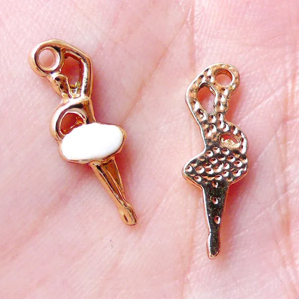 CLEARANCE Ballet Enamel Charms Lady Dancer Charm Ballerina Color Charm (4pcs / 7mm x 19mm / White) Bracelet Earrings Keychain Favor Wine Charm CHM1465