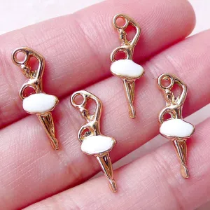 CLEARANCE Ballet Enamel Charms Lady Dancer Charm Ballerina Color Charm (4pcs / 7mm x 19mm / White) Bracelet Earrings Keychain Favor Wine Charm CHM1465