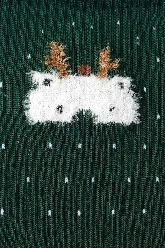 Cotton Single Green Christmas Themed Sock SCB-292