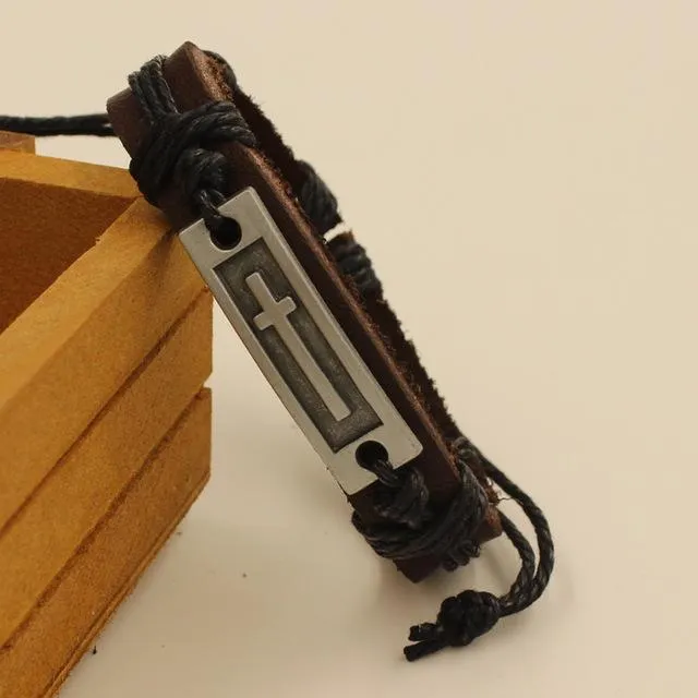 Cross Leather Bracelet