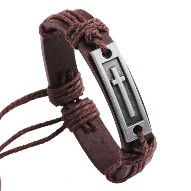 Cross Leather Bracelet