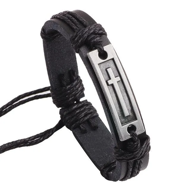Cross Leather Bracelet